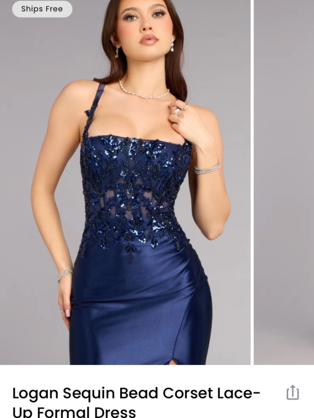 Navy blue prom dress - Picture 2 of 3